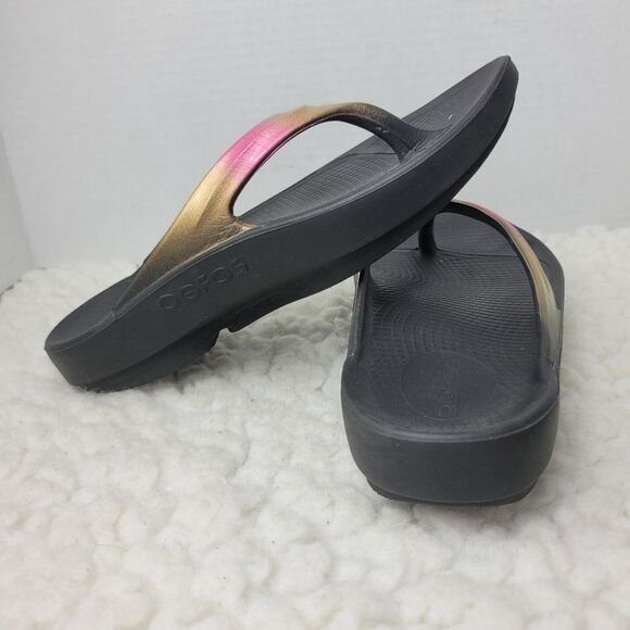 OOFOS OOlala Luxe Sandals Womens Size 6 Rose Gold Recovery Comfort Support - Picture 5 of 10